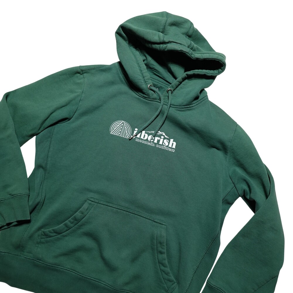 Jiberish Hoodie Sweatshirt Mens Medium Green Mountain Outfitters Fleece Pullover